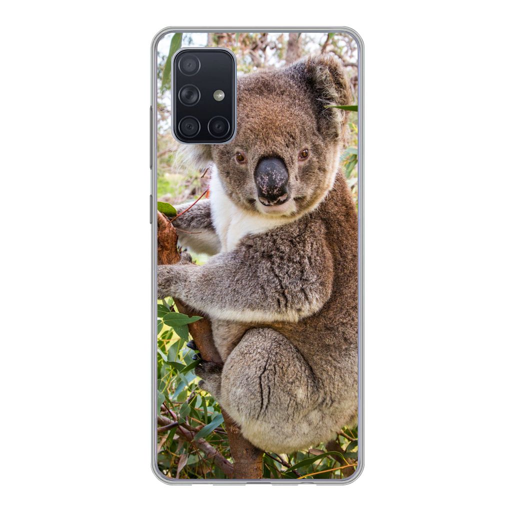 MuchoWow Handyhülle Schutzhülle Hülle für Samsung Galaxy A51 Koala - Blätter - Kinder - Jungen - Mädchen Silikon Softcase Handy Hülle - Sc...
