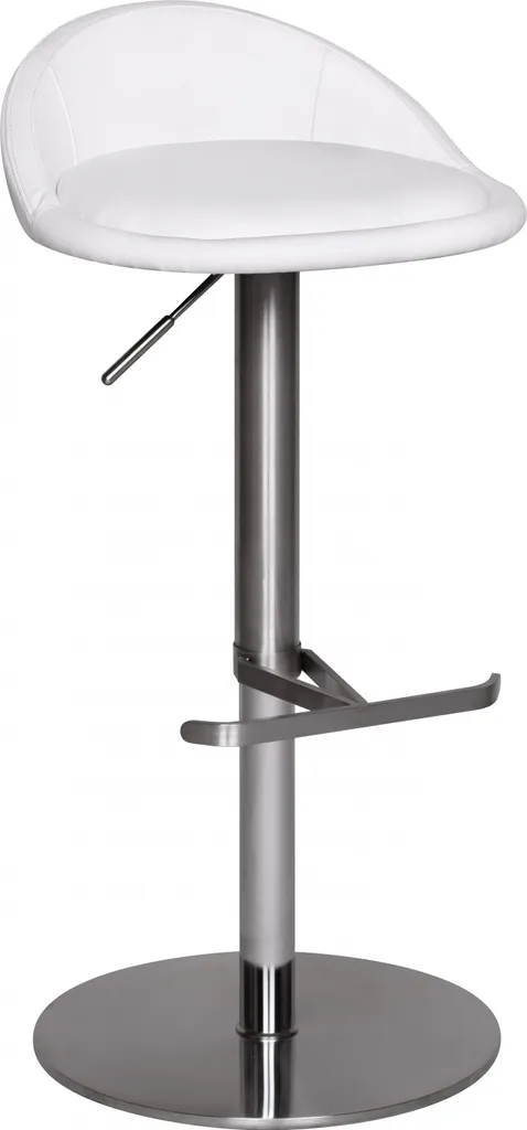 Chaise de bar réglable Wohnling blanche et assise rembourrée en inox