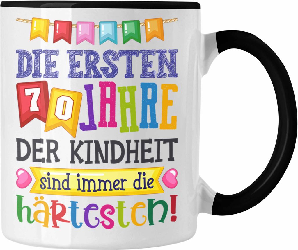 Trendation - 70. Geburtstag Tasse Geschenk Lustig Spruch Oma Opa Geschenkidee 70er (Schwarz)