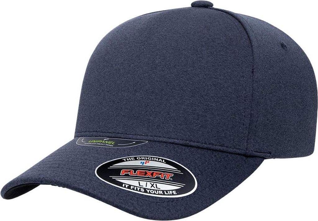 Flexfit Unipanel Melange Kappe 5-Panel mit vorgebogenem Schirm und großem Stirnteil