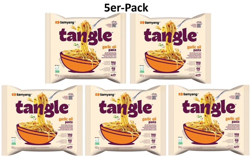 5er-Pack SAMYANG Tangle Pasta mit Knoblauch Öl 100g Produktbild 