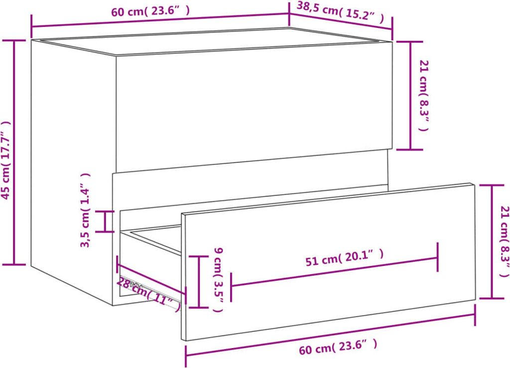 vidaXL Waschbeckenunterschrank Schwarz 60x38,5x45 cm Produktbild 7