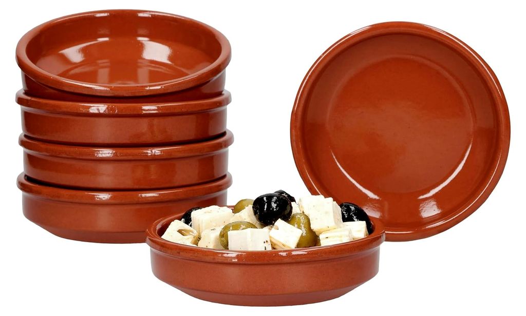 Cazuela Schale Bruno Tonware 6er Set Ø 12 cm Größe S Mediterran Glasiert Unikat Handarbeit Antik/Vintage Mittelalter Wikinger