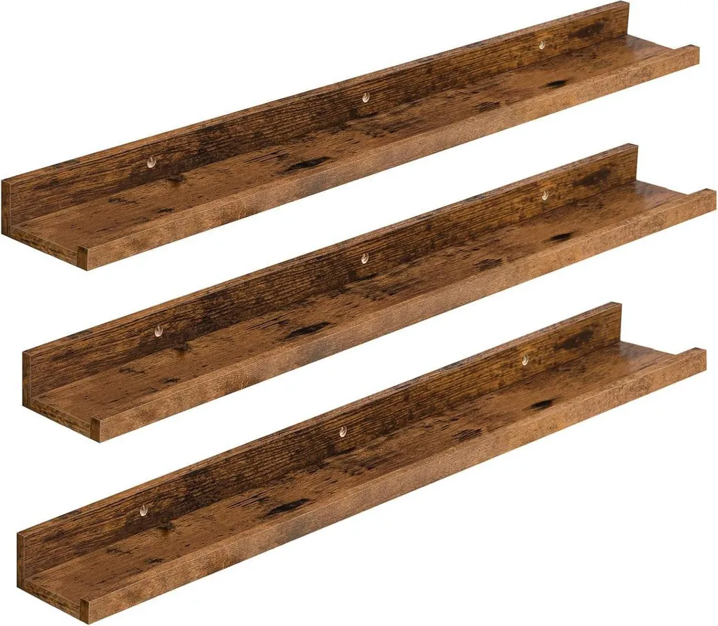 HOOBRO Étagères suspendues Lot de 3 Étagères Murales 90 cm Marron Vintage