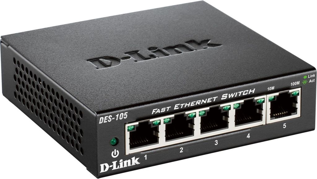 D-Link DES-105 5-Port Fast Ethernet Unmanaged Desktop Produktbild 