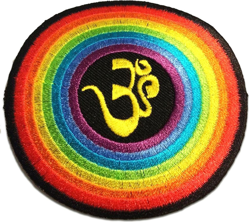 Om Symbol Spirituell Hindu Meditation - Aufnäher, Bügelbild, Aufbügler, Applikationen, Patches, Flicken, Zum Aufbügeln, Größe: Ø 8 cm