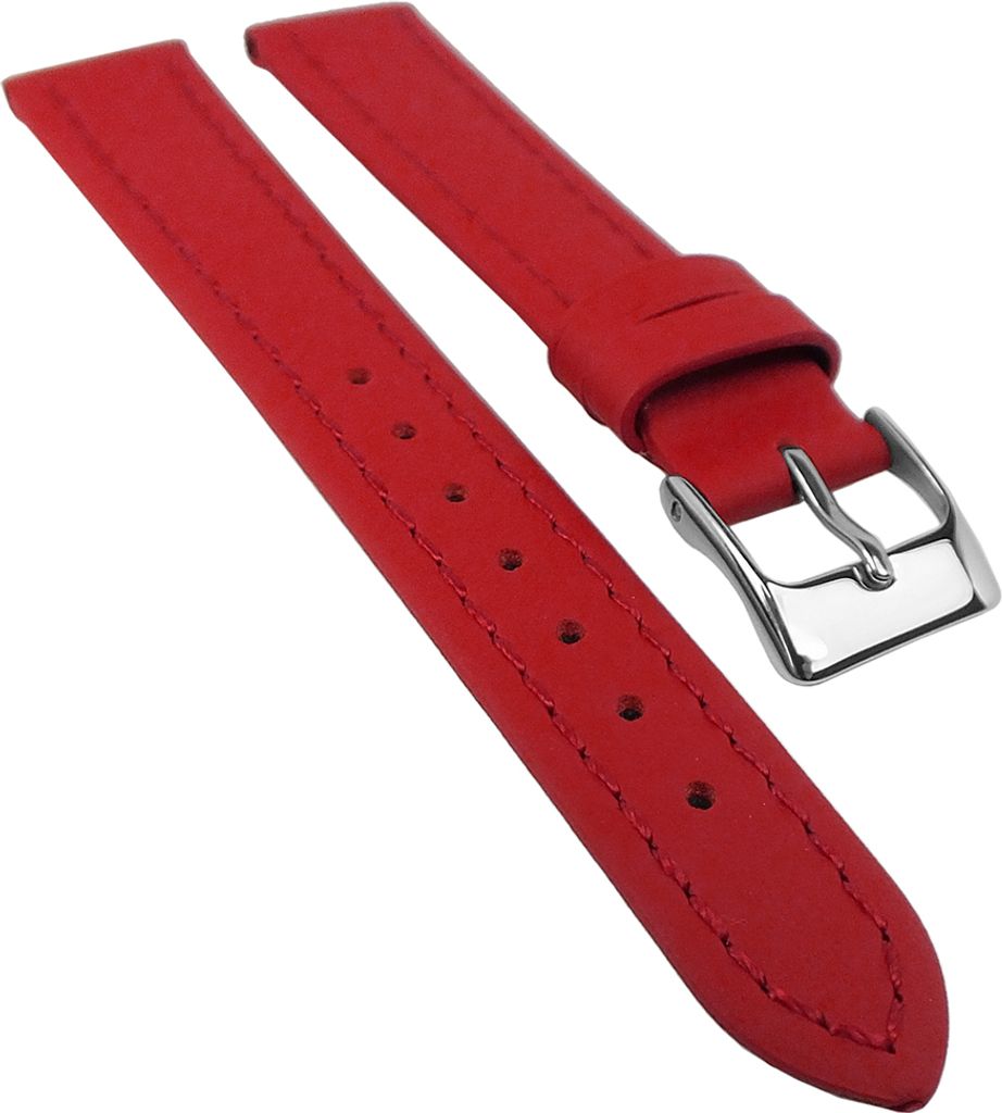 Aqua-Racer Uhrenarmband | Leder, wasserabweisend, rot, Naht 32192, Stegbreite:20mm