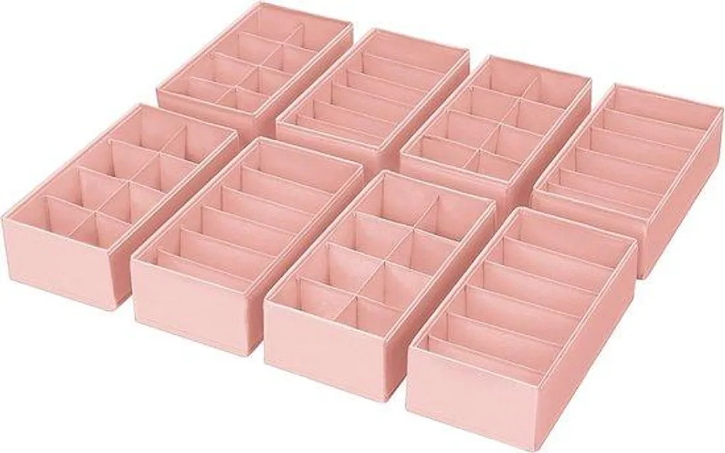 Organisateur de Penderie Rose 8 Pièces avec Compartiments Rigides