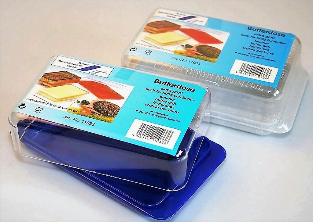 Butterdose extra groß 17 x 9,5 x 6 cm Platte farbig Deckel Produktbild 