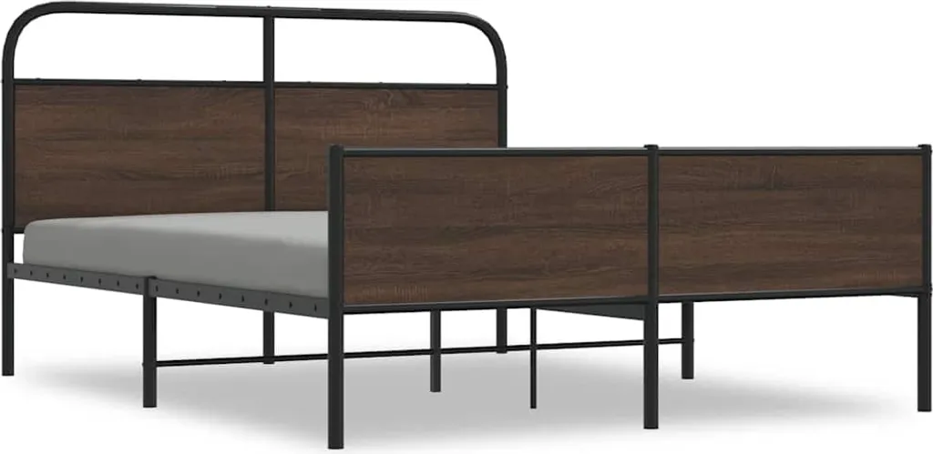 Lit 150x200 cm aspect chêne brun pour chambre parentale - Style cosy