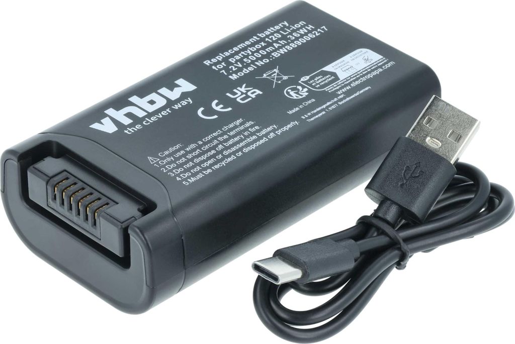 vhbw Akku kompatibel mit JBL Club 120 Lautsprecher Boxen Speaker (5000 mAh, 7,2 V, Li-Ion)