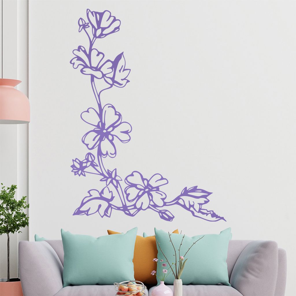 Blumen - Ranken Wandtattoo in 6 Größen - Wandaufkleber Wall Sticker - Dekoration, Küche, Wohnzimmer, Schlafzimmer, Badezimmer