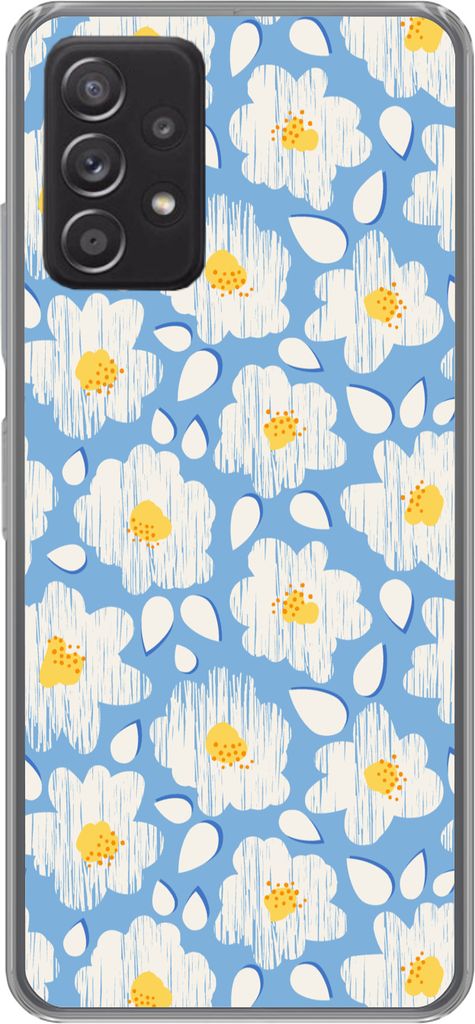 MuchoWow Handyhülle Schutzhülle Hülle für Telefoonhoesje Samsung galaxy a73 Mädchen - Blumen - Blau - Muster - Mädchen - Kinder - Kinder - ...