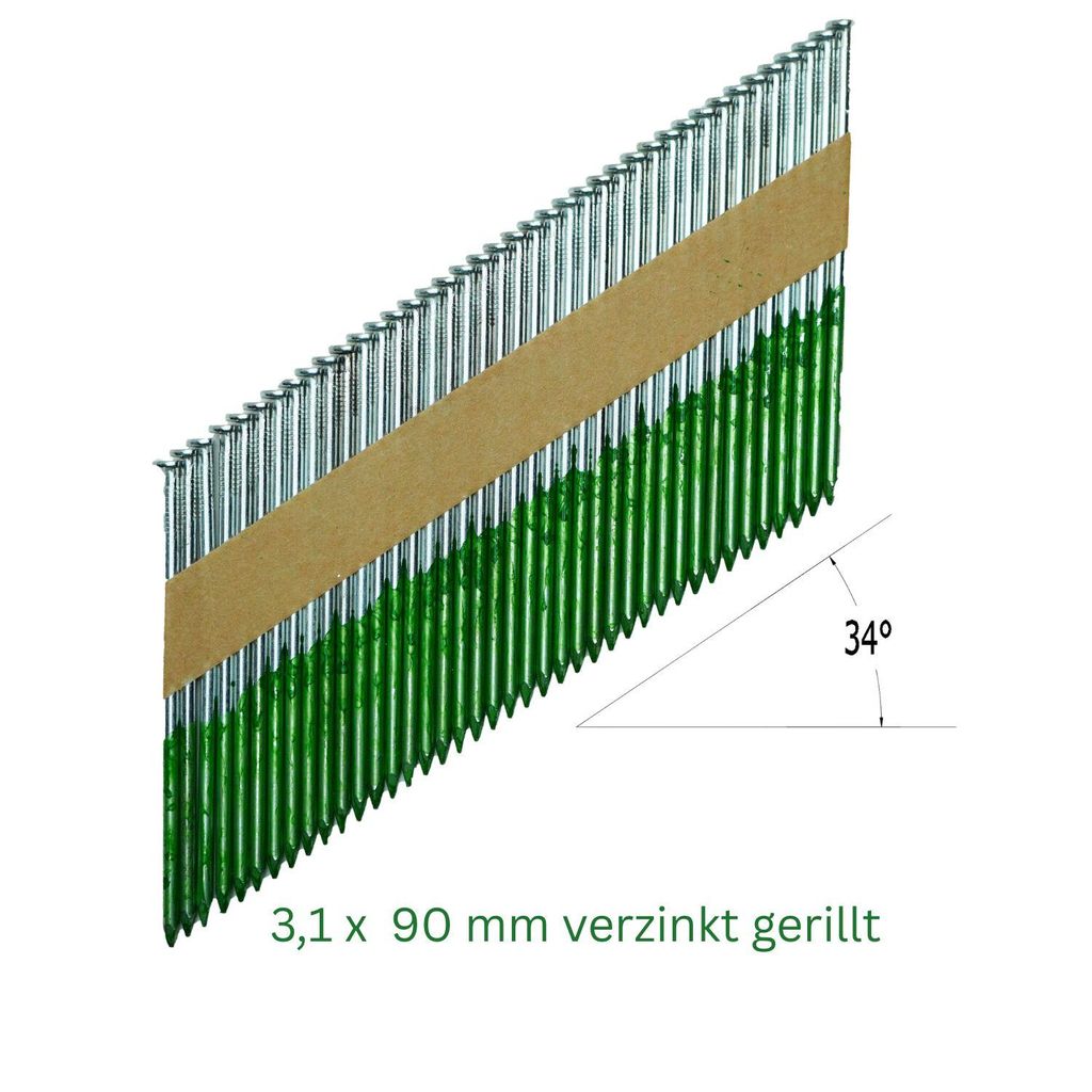 Streifennägel 34° 2000 Stück  3,1 x 90 mm D-Kopf verzinkt & Produktbild 