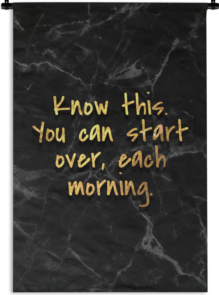 MuchoWow Wandteppich Wandbehang Zitate - Motivation - Gold - Marmor 90x135 cm Tapisserie Dekoration Wandtuch - Baumwolle - Wandskulptur