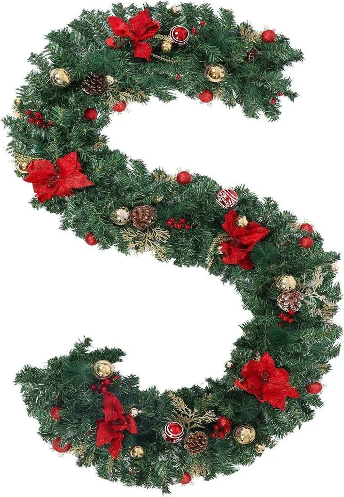 Décoration Escalier Noël 2.7m : Guirlande Sapin pour Ambiance Festive