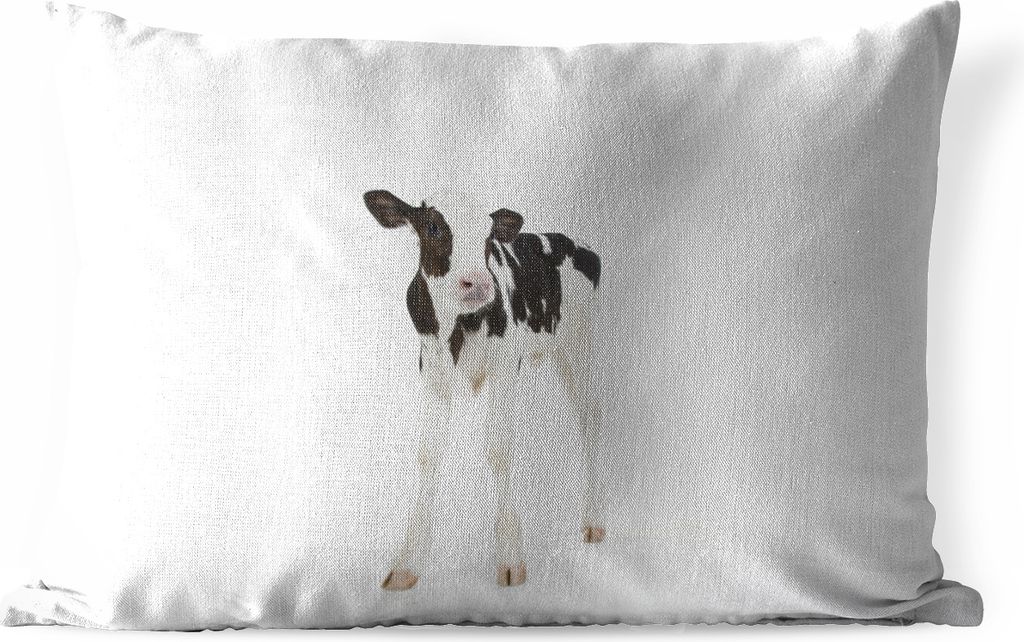 MuchoWow Outdoor Kissen - Kuh - Kalb - Weiß - Tiere - 60x40 cm - Wetterfest - Lounge Kissen - Zierkissen - Kissen für Innenräume