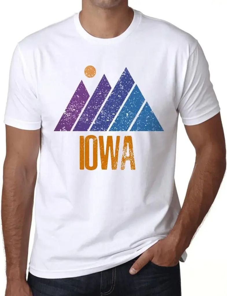 Herren Grafik T-Shirt Berg-Iowa – Mountain Iowa – Öko-Verantwortlich Vintage Jahrgang Kurzarm Lustige Druck Geburtstag Geschenk Mann
