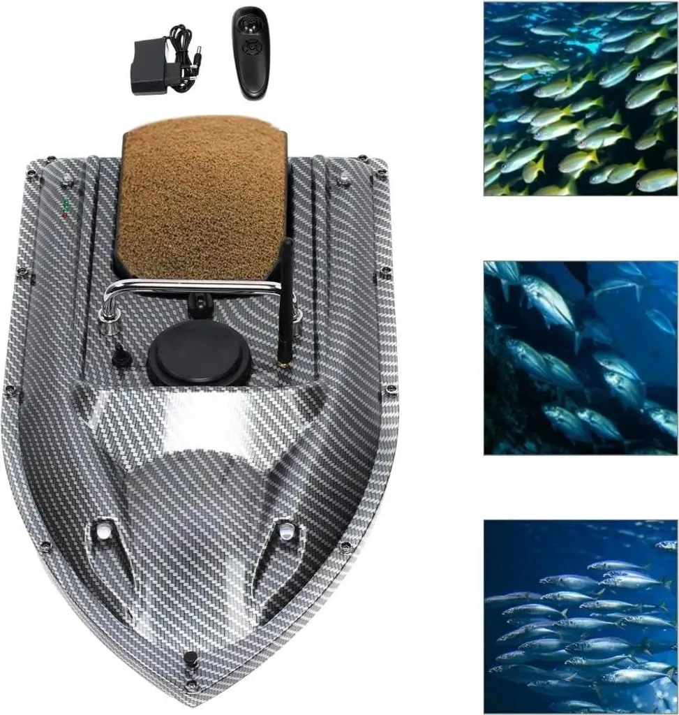 Bateau de pêche télécommandé 500m Noir - Idéal pour carpes et étangs