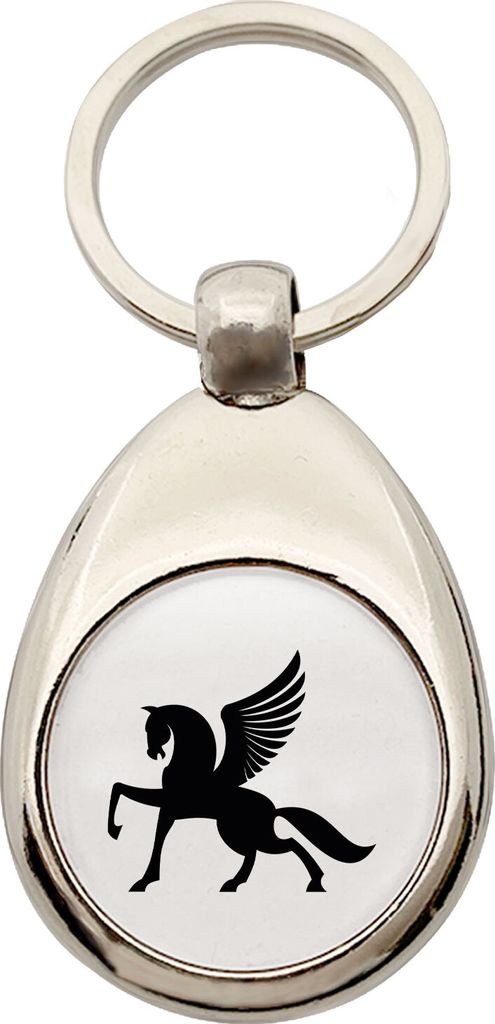 Huuraa Schlüsselanhänger Pegasus Silhouette Metall Schlüsselring Einkaufswagenchip Geschenkidee