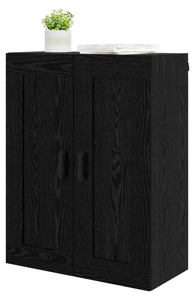Hängeschrank für Badezimmer, Hängeschrank, Eiche, Schwarz, 69,5 x 34 x 90 cm, Holz