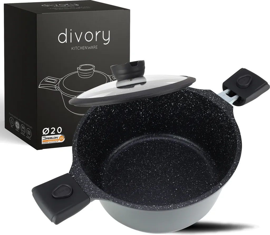 DIVORY Pentola per Verdure 20cm 3L - Pentola Alta Induzione Professionale