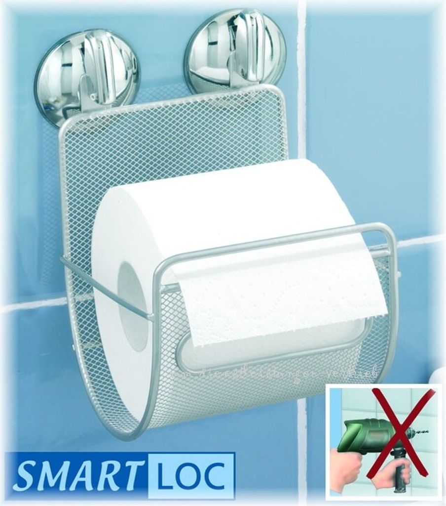WENKO Smart Loc WC-Rollenhalter Papierrollenhalter Stahl Toilettenpapierhalter PALERMO - ohne bohren und schrauben