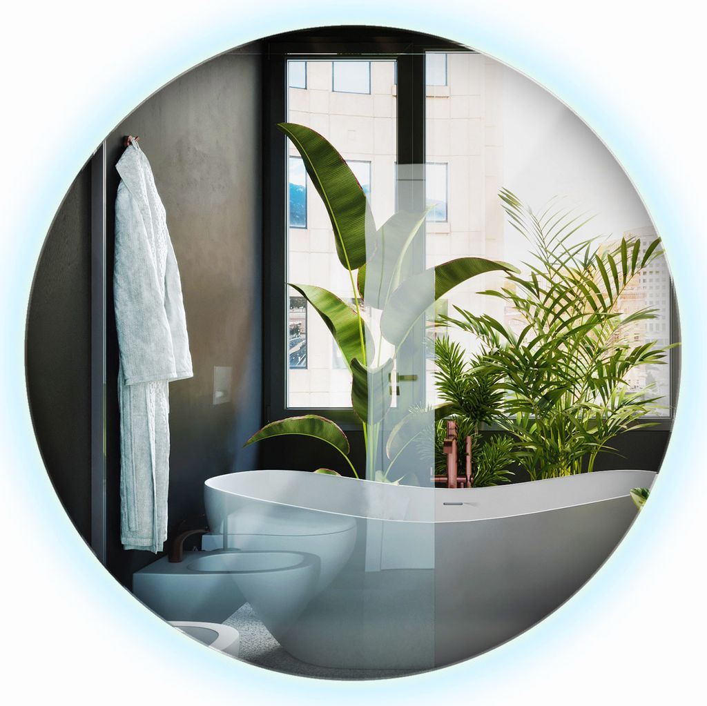 Badspiegel mit LED Wandspiegel Spiegel mit Beleuchtung - Rund Ø60 cm – (Farbtemperatur: Kaltweiß 6500K)