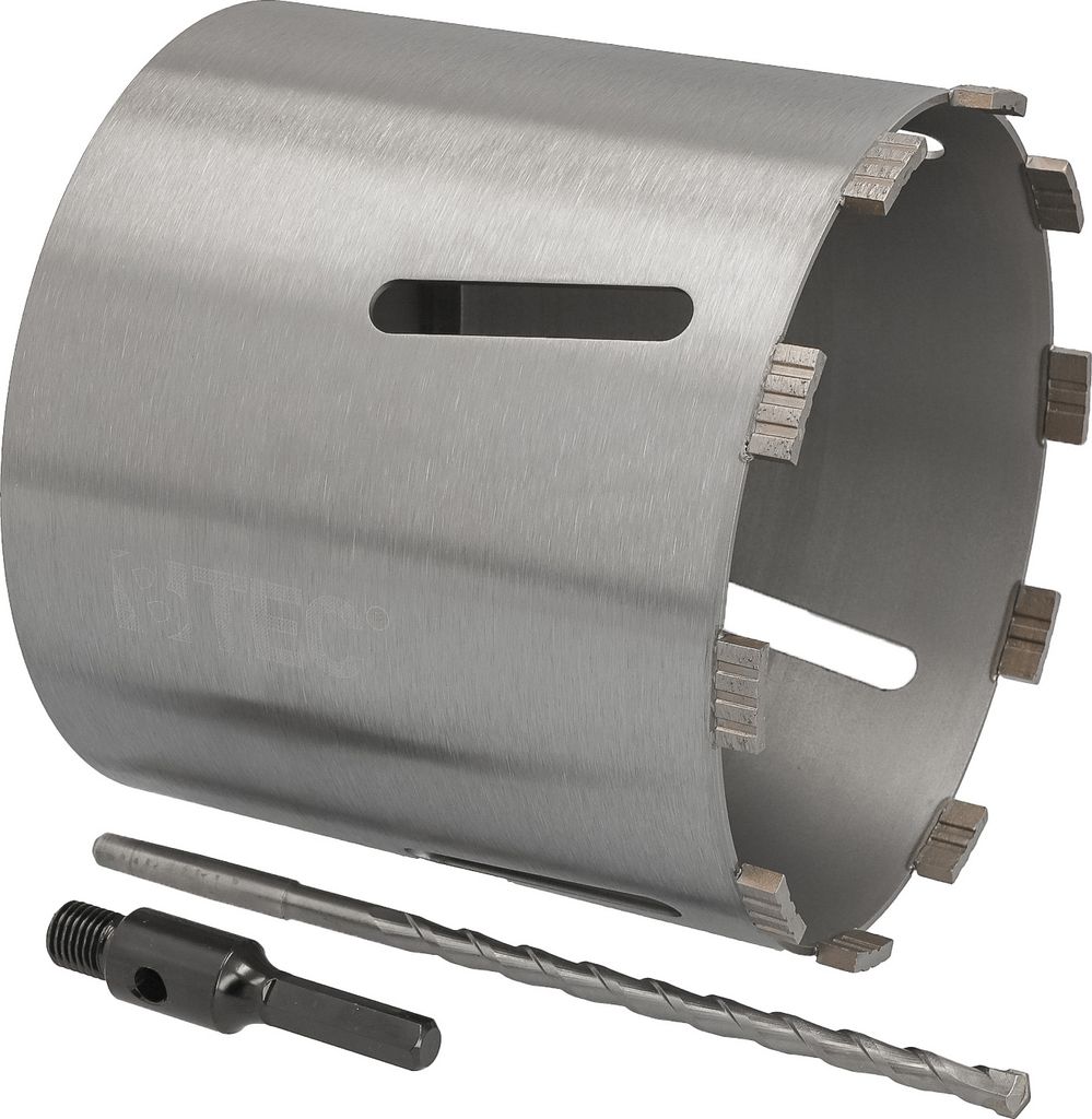 Diamant Bohrkrone Nutzlänge 180 mm Ø 202 mm 6-kant Adapter kurz mit Zentrierbohrer