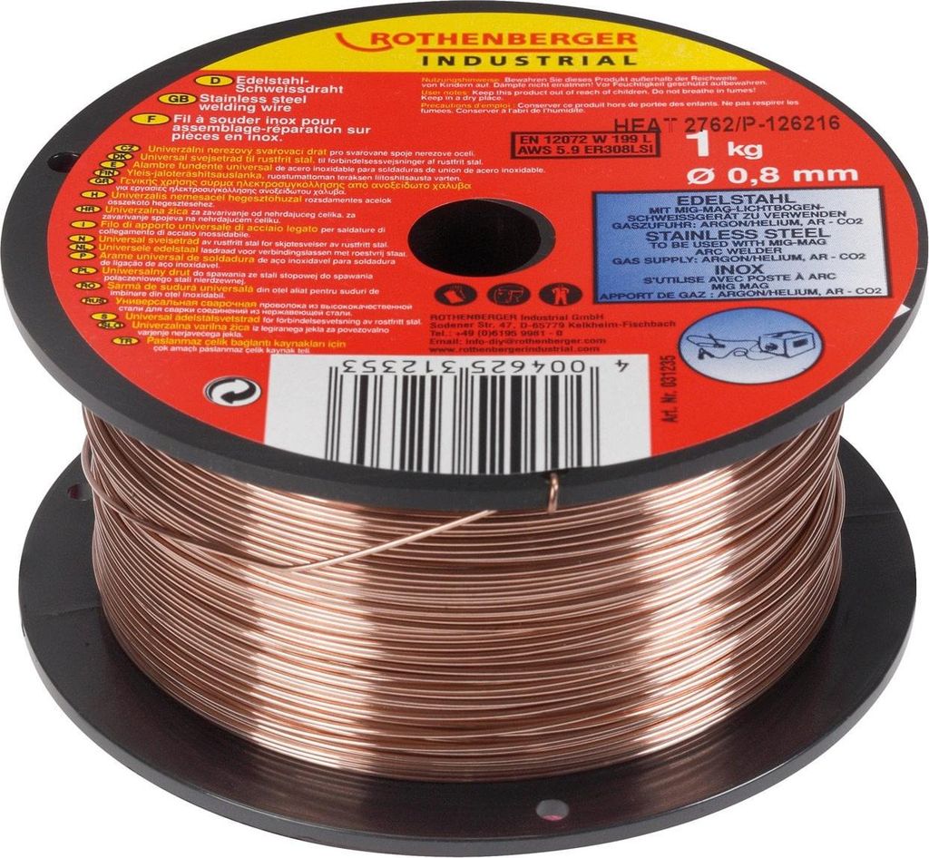 ROTHENBERGER Industrial Edelstahl-Schweißdraht 0,8 mm / 1 kg - 31235