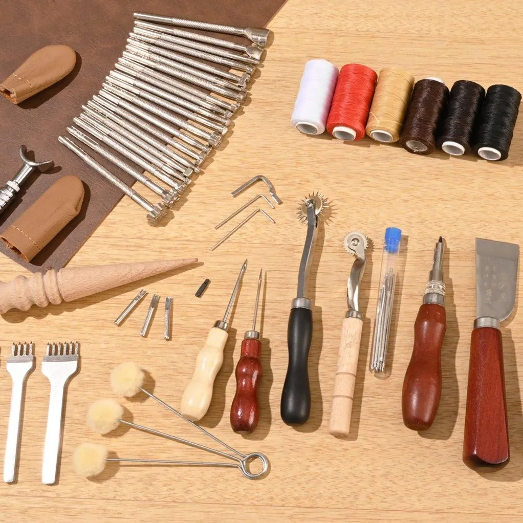 Set d'outils cuir 72 pièces pour couture, gaufrage et estampage manuel - 8