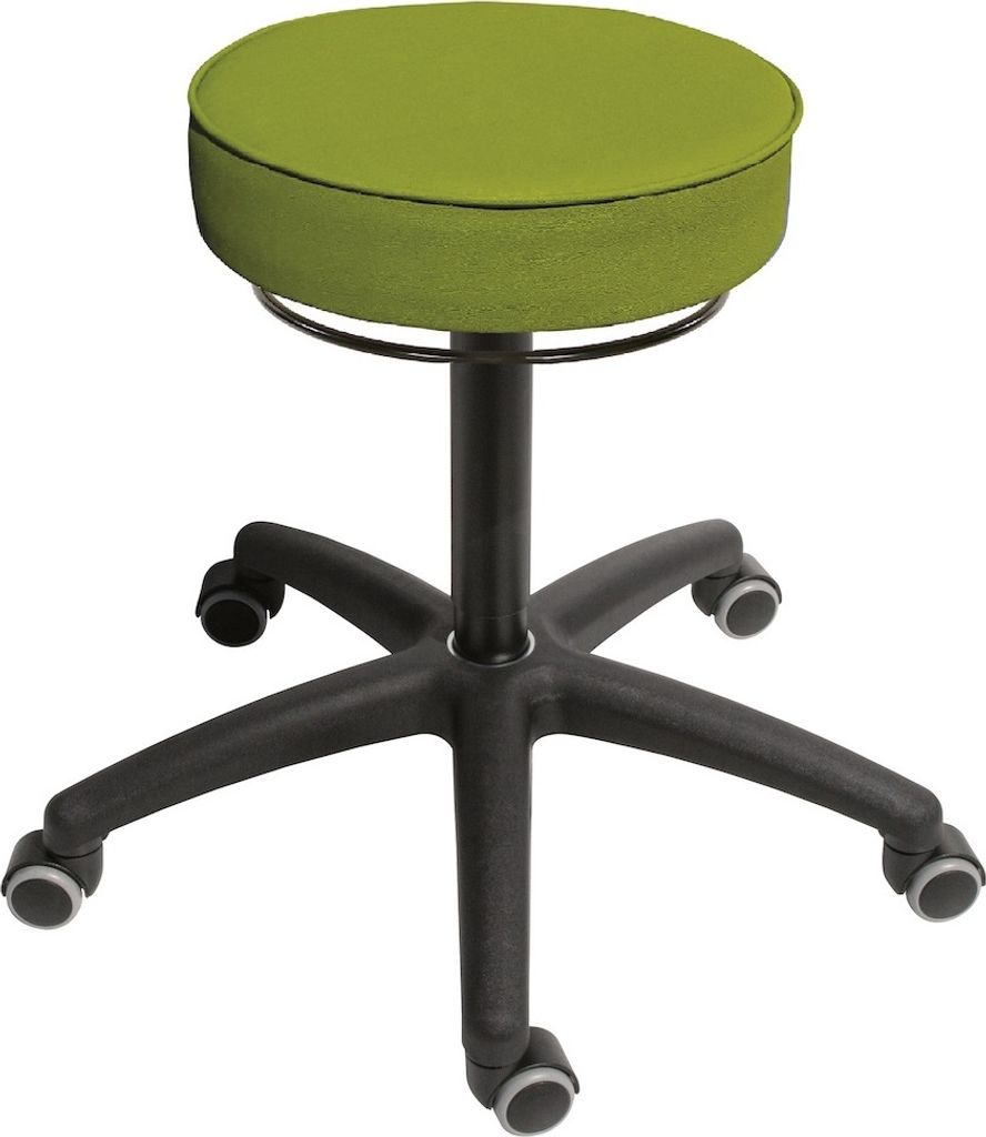 Drehhocker Indianapolis | Sitzhöhe 50-69cm | Ø 63cm | Tragfähigkeit 110kg | Kunstleder-Sitz | Kunststoff-Fußkreuz mit Rollen | Limone