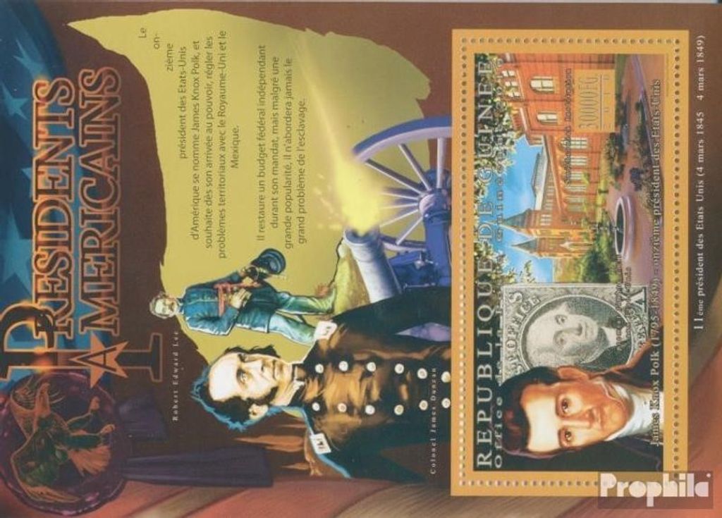Briefmarken Guinea 2010 Mi Block 1885 (kompl. Ausgabe) postfrisch Der Präsident der USA, James K. Polk
