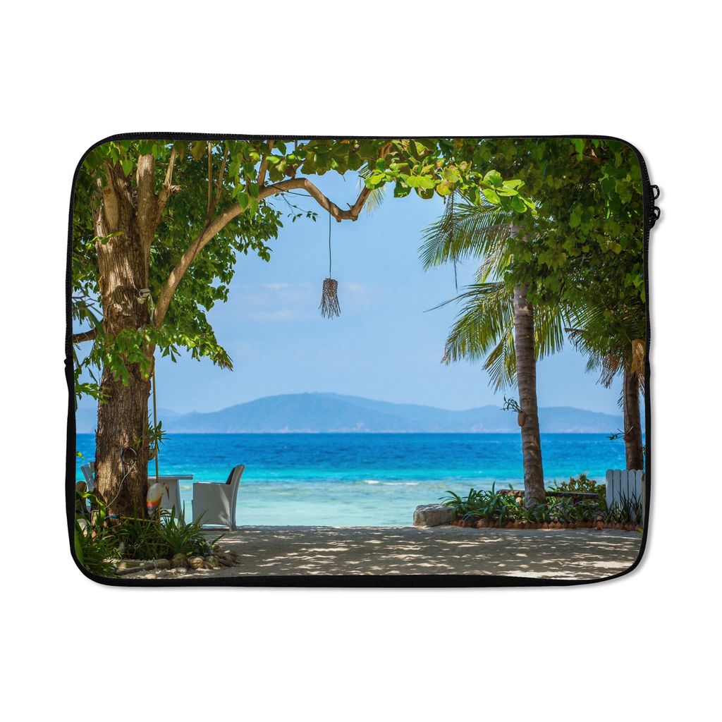 MuchoWow Laptop Hülle 17 Zoll Laptoptasche Tropisch - Strand - Meer - Zipper - Schutzabdeckung