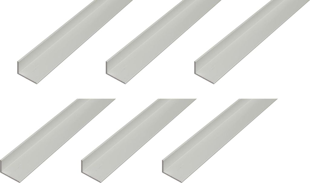 Alberts 6 x Winkelprofil, Aluminium, silberfarbig eloxiert, 30 x 15 x 1 mm, Länge 2 m