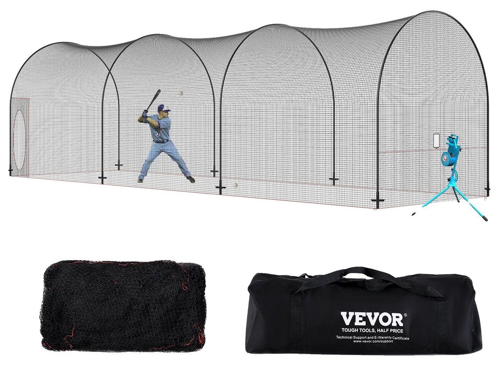 VEVOR, jaula de bateo para béisbol, red y estructura para Imagen del producto 