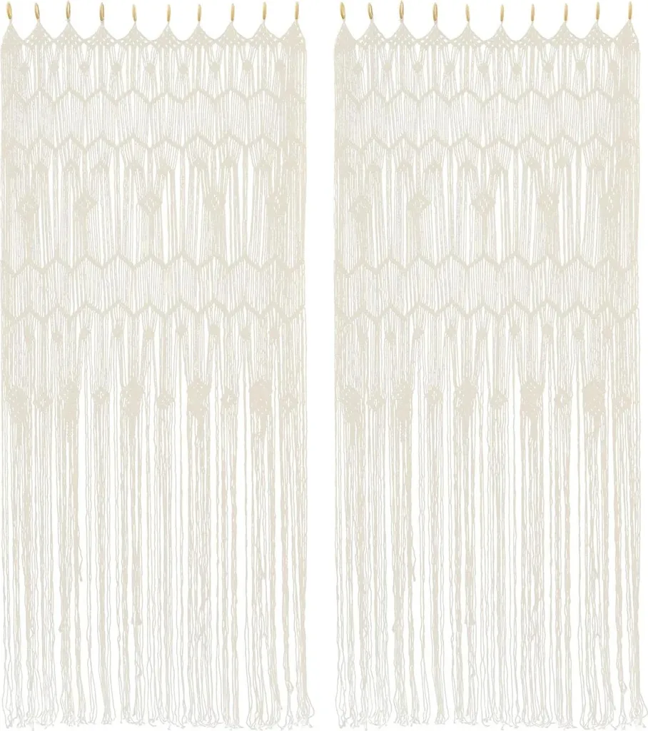 Tenda Bianca a Frange per Porte - Boho Style Fatto a Mano in Cotone - 1