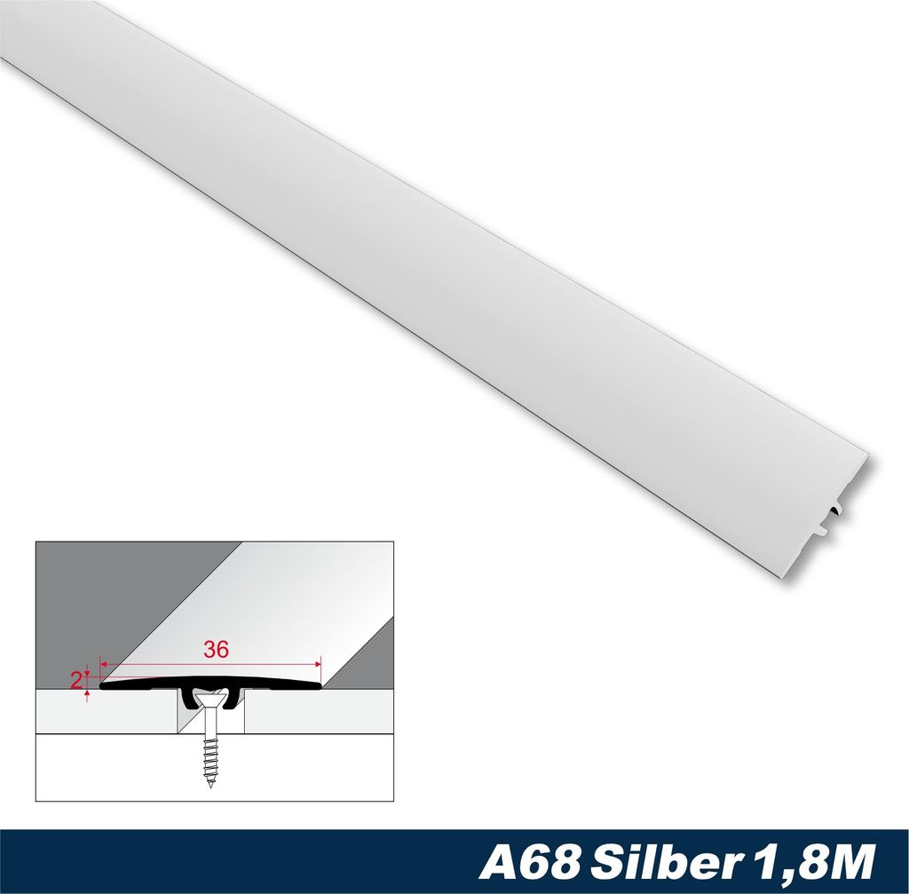 Effector Übergangsprofile aus eloxiertem Aluminium - Übergangsschiene Bodenleiste - (1,8 Meter silber) Übergangsleiste Bodenleisten Übergang Pr...
