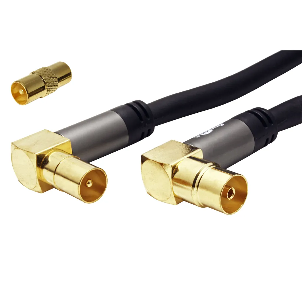 Cavo Antenna Goobay 1m 90 Gradi 135dB - Schermato 4x Nero Alta Qualità - 8