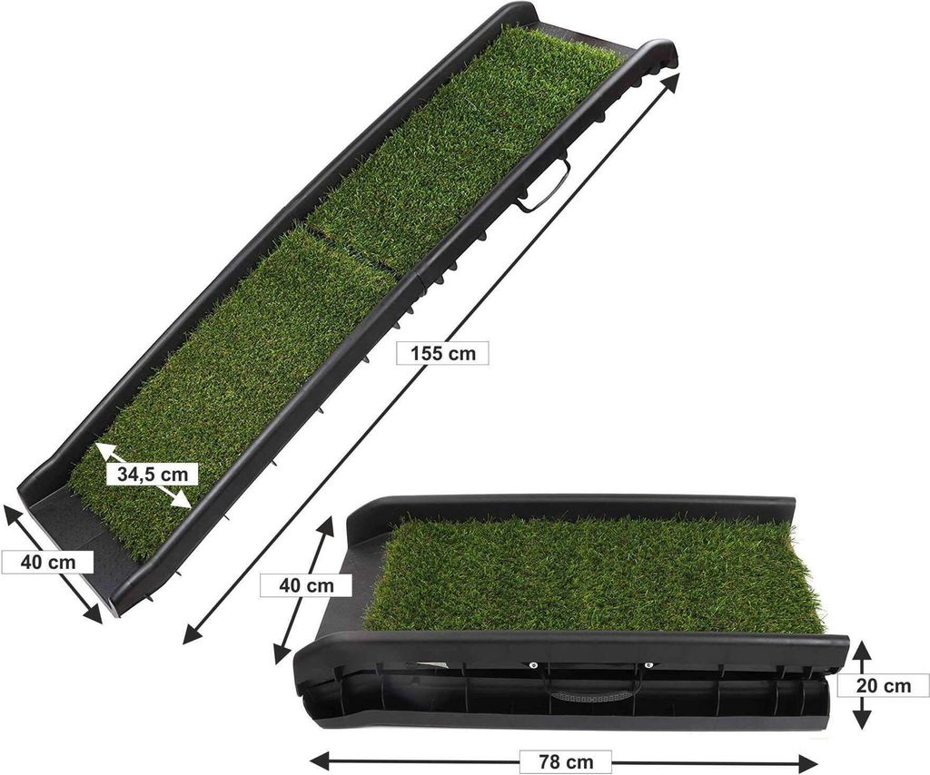 PETGARD Atlanta Deluxe Hondentrap/helling – 155x40x14 Cm, Inklapbaar, Kunstgras, Tot 90 Kg