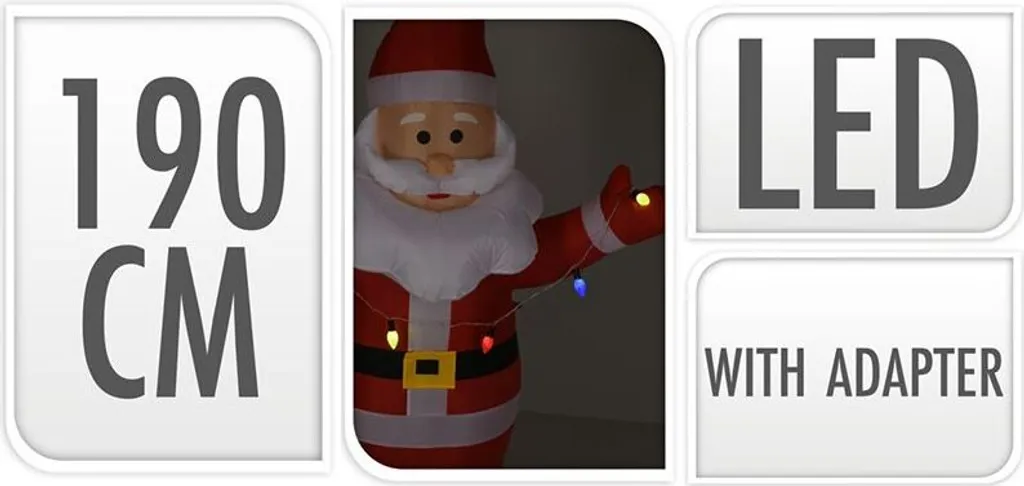 Père Noël Gonflable Lumineux Basic & Co - Décoration de Noël LED 180cm - 12