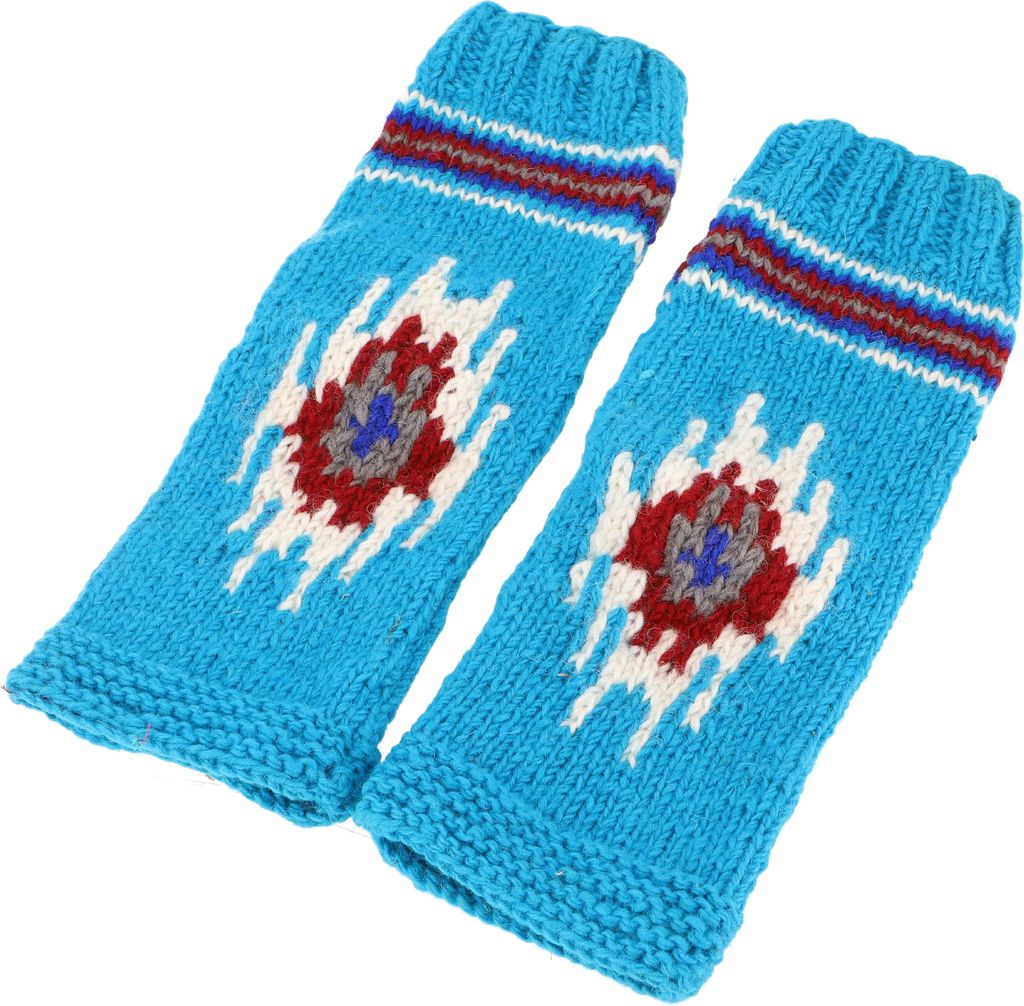 Wollstulpen aus Nepal, Beinstulpen mit Muster - Blau, Uni, Wolle, Socken & Beinstulpen
