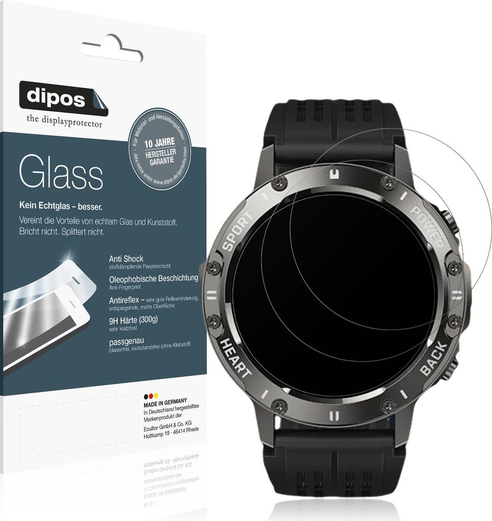 2x Schutzfolie für Gleisa 1.8 Zoll MP3 Player matt - Anti-Shock 9H Folie dipos Glass Kunststoffglas