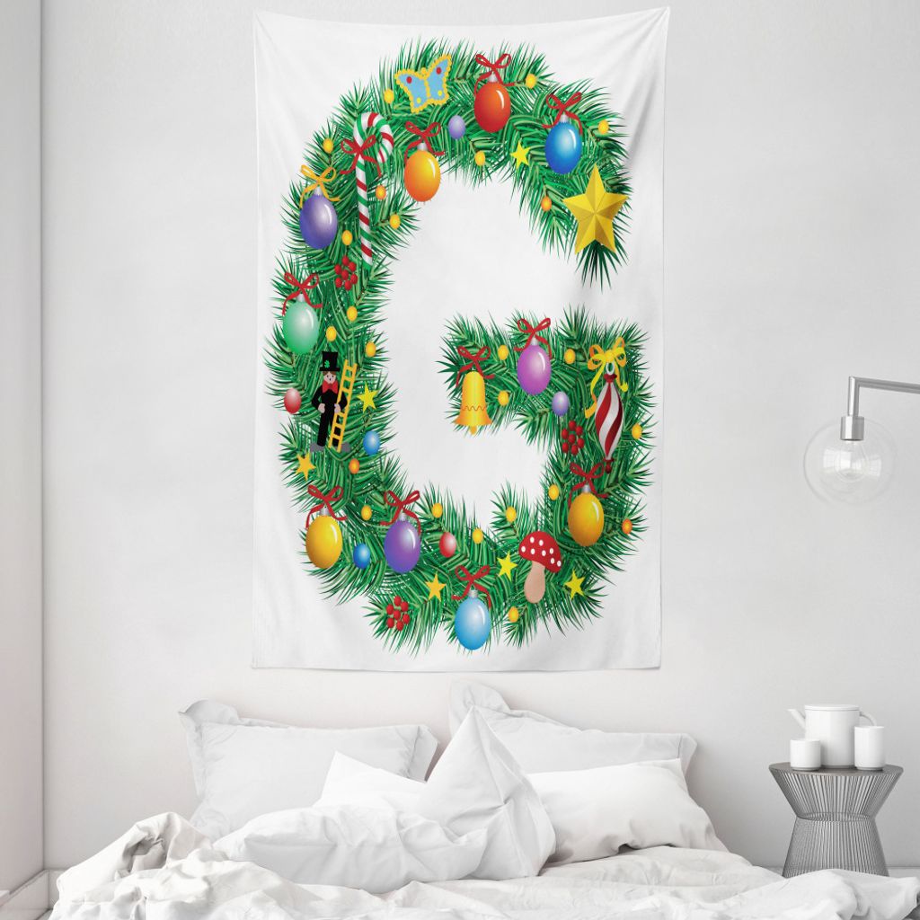 ABAKUHAUS Buchstabe G Wandteppich und Tagesdecke, Hauptstadt G Feiern aus Weiches Mikrofaser Stoff Waschbar ohne Verblassen Digitaldruck, 140 x 230...