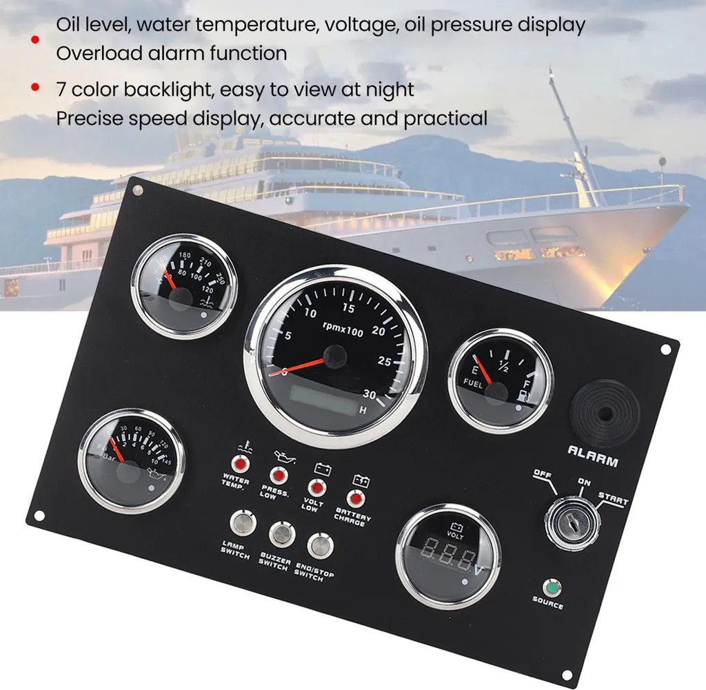 Combiné d'instruments de navigation 24V 85mm avec compte-tours et LED - 5