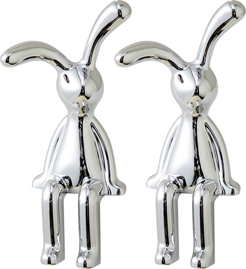 2 Stück Hasenfigur mit langen Ohren, UV-galvanischer Klebstoff, sitzende Kaninchenfigur, Modell, Spielzeugstatue, Auto-Armaturenbrett-Dekoration, ...