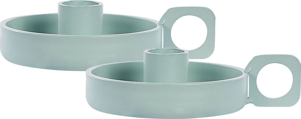 BELIANI Set aus 2 Kerzenständer Eisen mintgrün Retro Klassisch Wohnzimmer Schlafzimmer