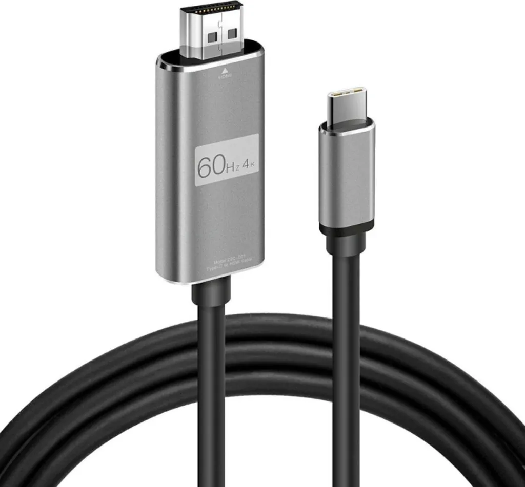 Eko Câble HDMI vers USB Type-C 4K 60Hz 1.8m Gris pour Écran et PC Portable