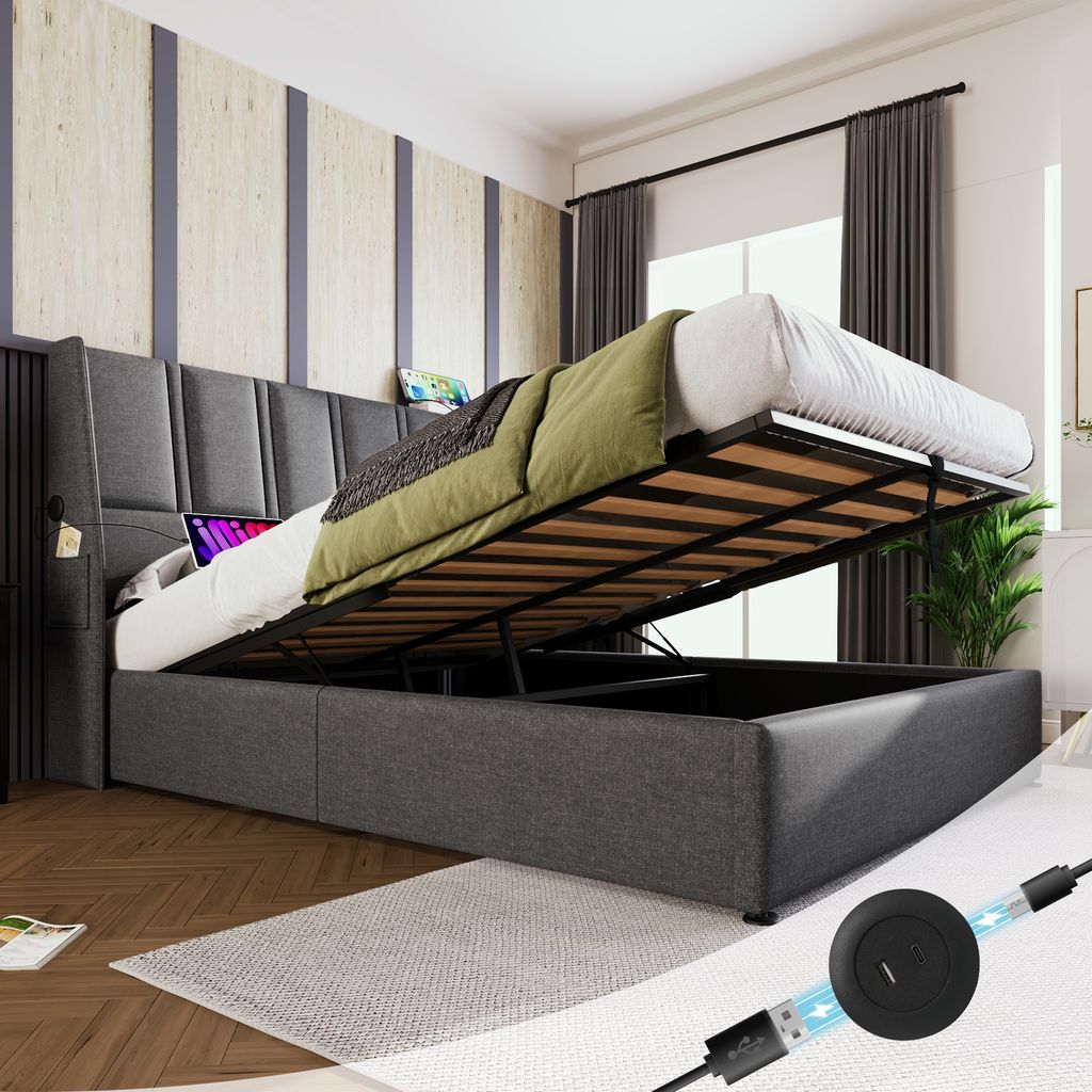 Flieks Polsterbett 160x200cm mit Ladefunktion, Stauraumbett Produktbild 