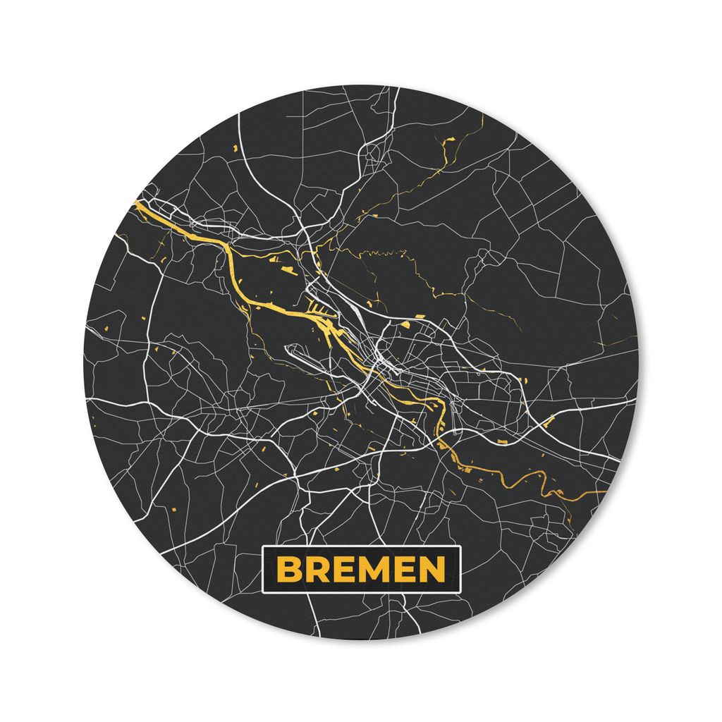 MuchoWow Mauspad Mousepad Bremen - Gold - Stadtplan - Deutschland - Karte 50x50 cm - Mousepads - Maus Mat - Pad - Mausunterlage - Vinyl